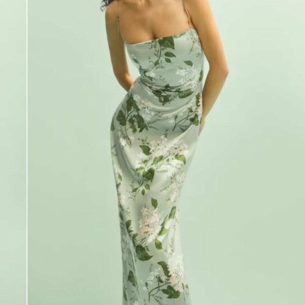 Reformation Mint Green Floral Maxi Dress